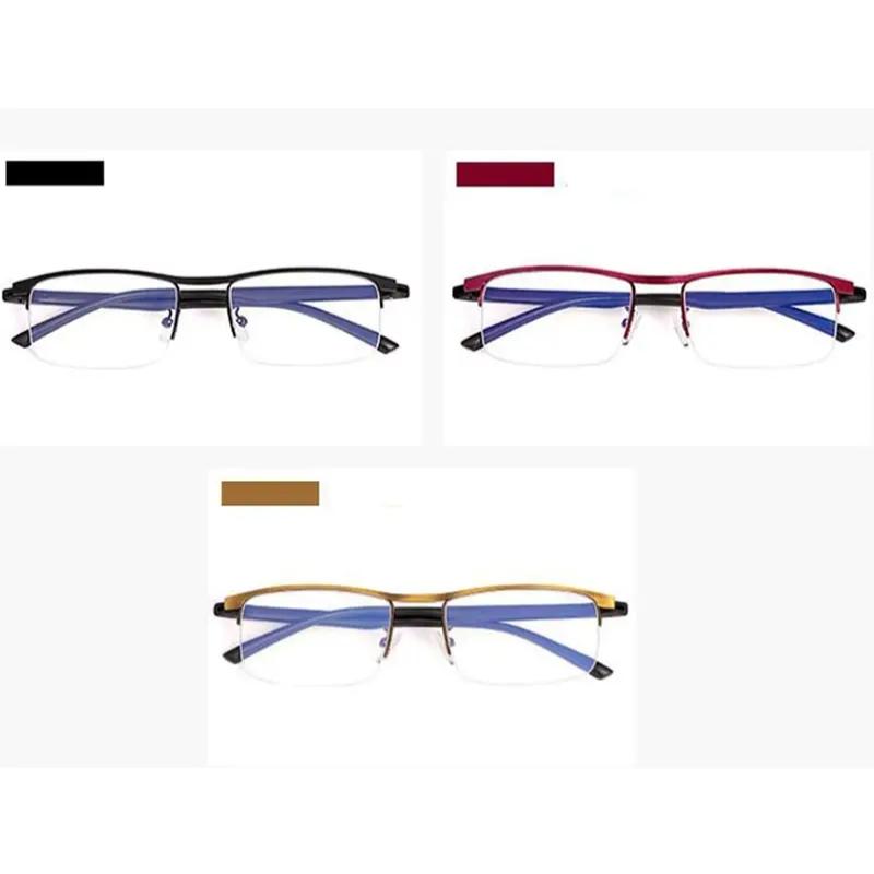 2-for-1 progressive bifocal reading glasses, ultra-light, flexible anti-glare, +1.0 to +4.0 prescription, semi-rim rectangular design, unisex, includes eyeglass case