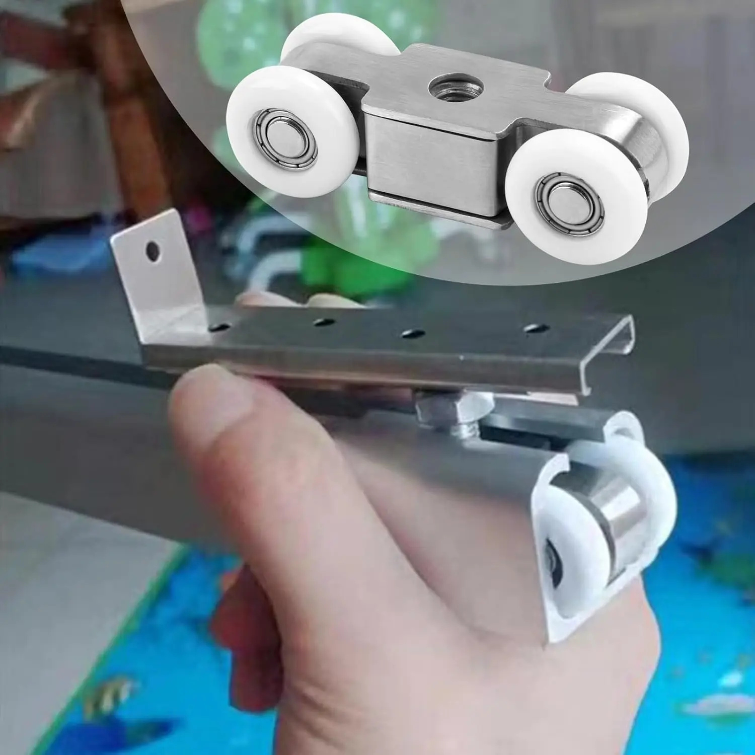 Sliding Patio Door Roller , Stainless Steel Heavy Duty Sliding Door Rollers Steel Ball Wheel Bearing Pulley Wheel Patio Sliding Glass Door Roller Assembly 1 Pack