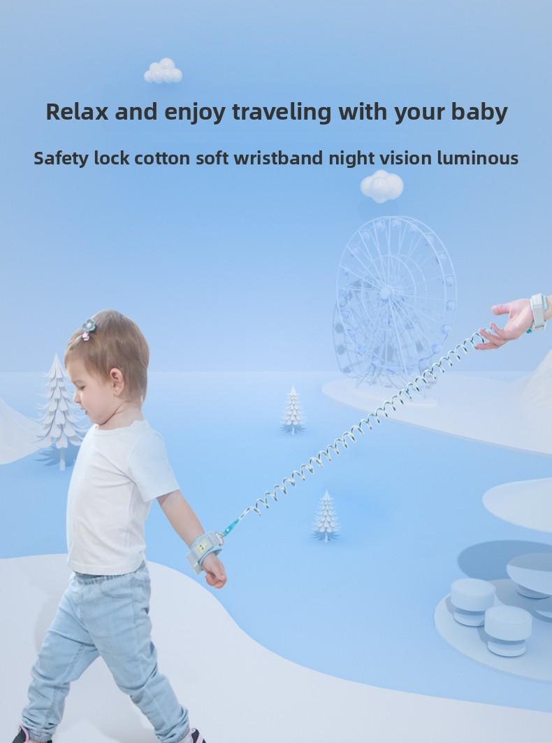 Children's traction rope, baby wristband, child anti-lost safety belt, rotating anti-tangle strap with lock to prevent children from getting lost