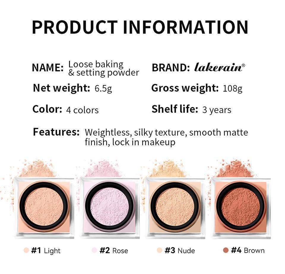 Monochrome Loose Baking&Setting Powder Long Lasting Oil Control Natural Face Matte Waterproof BrighTening Loose Powder Makeup