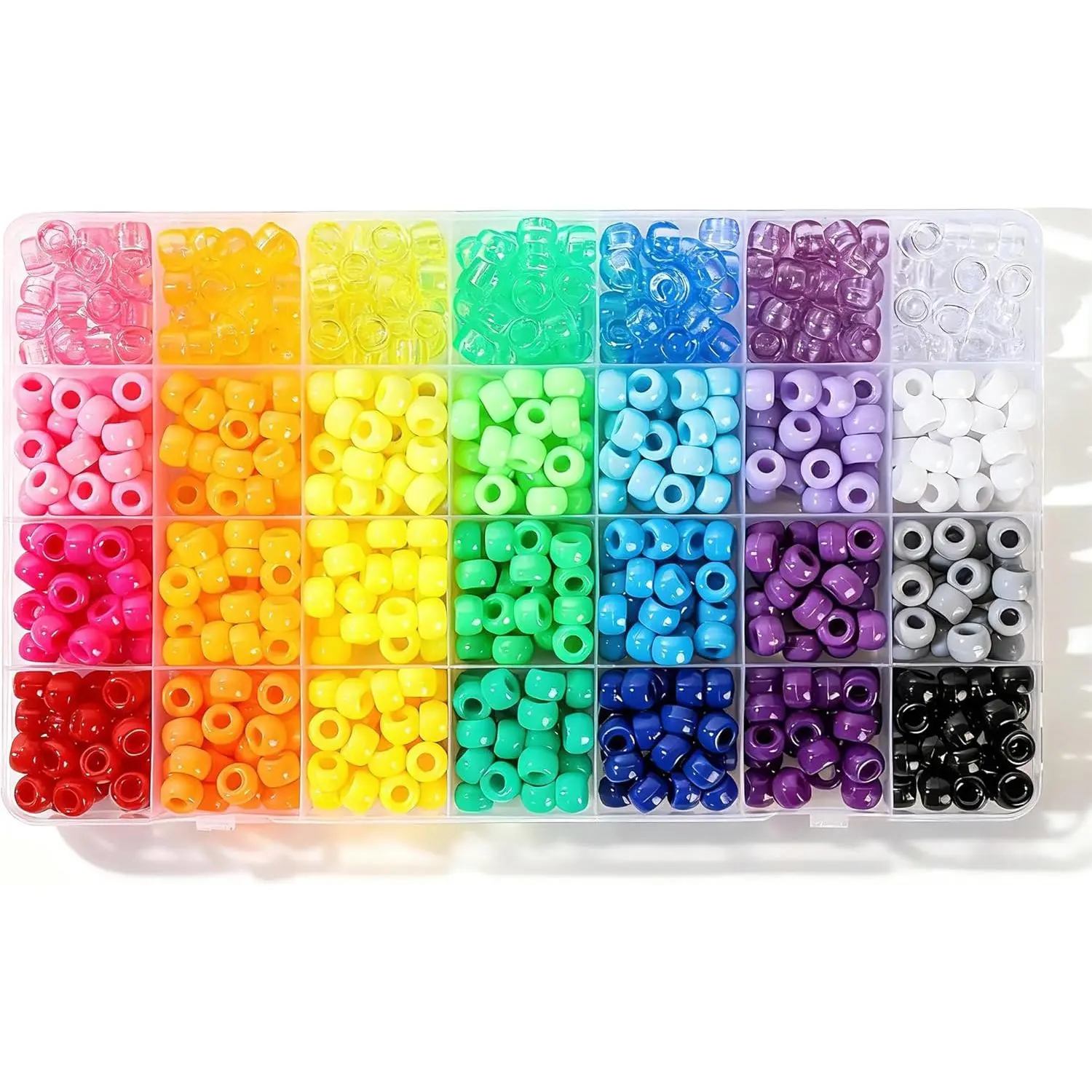 Women's Bra Accessories 28-Color Acrylic Kandi Beads Kit, 700PCS 6x9mm Plastic Beads Bulk for Christmas Bracelet & Jewelry Making with Friends, Family, Rainbow Designs, Threading, Decorations, Pendants