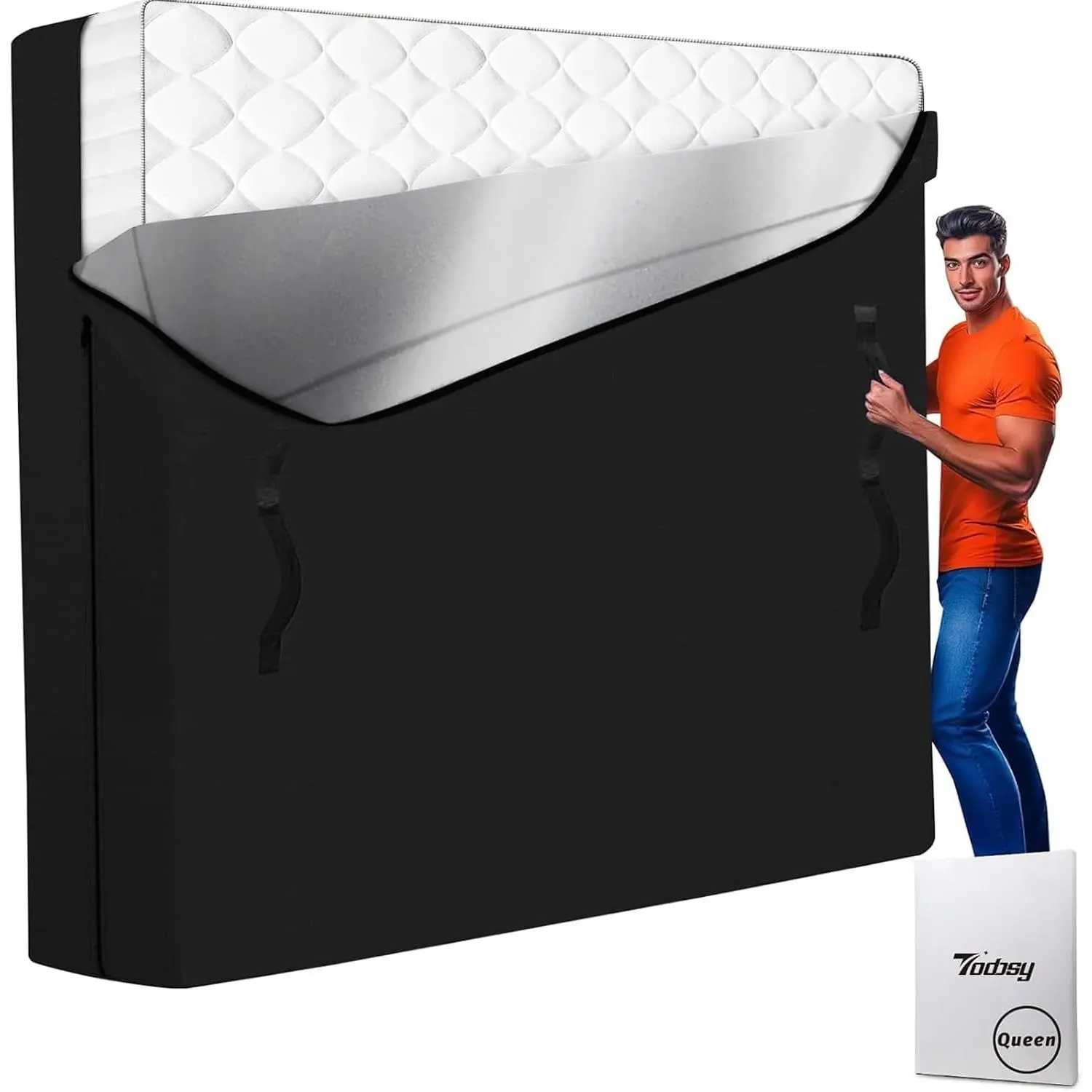 Queen Mattress Bag for Moving & Storage – Zippered Reusable Mattress Protector Cover with 8 Strong Carrying Handles