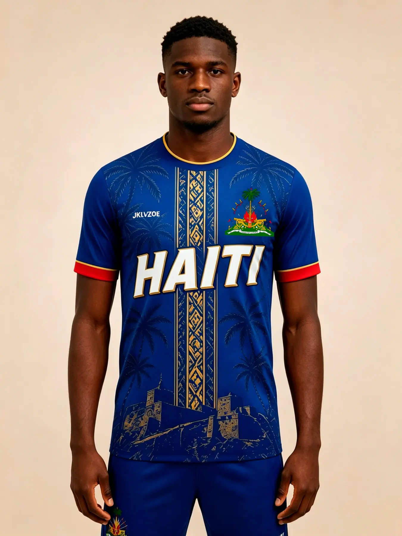 JKLVZOE 2026 Haiti Soccer Team Crew round collar Shirt, Unisex Quick-Dry Football T-Shirt, Casual Sporty Top, Breathable Fabric, Ideal for Training and Matches, Football Jersey