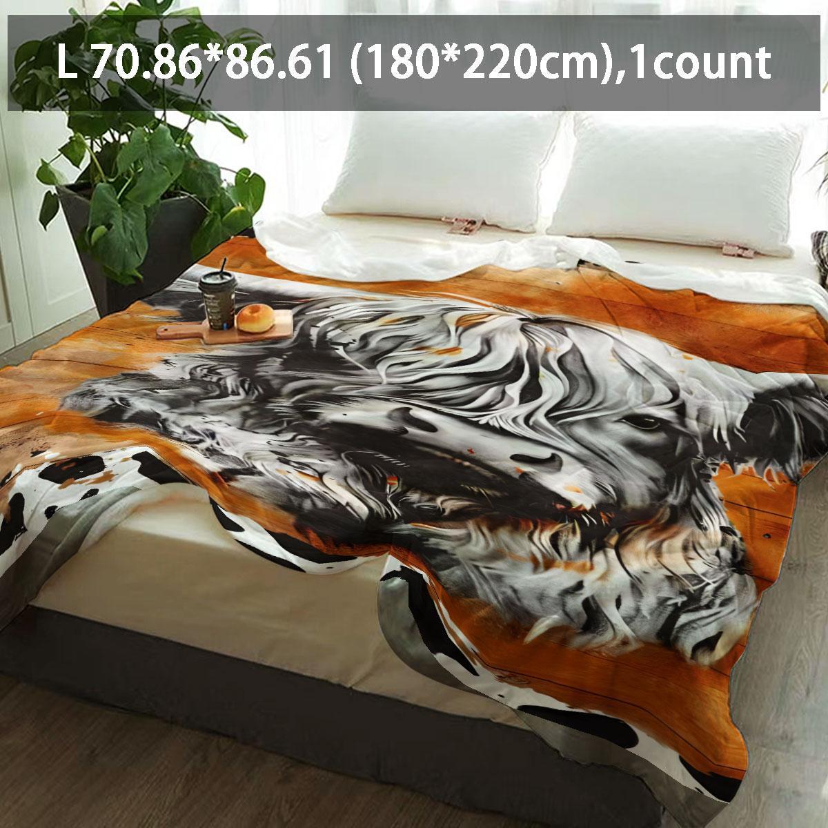 Yak Print Cozy Blanket, Soft Comfortable Warm Napping Throw, Sleeping Bedding Supplies for Home Office Travel