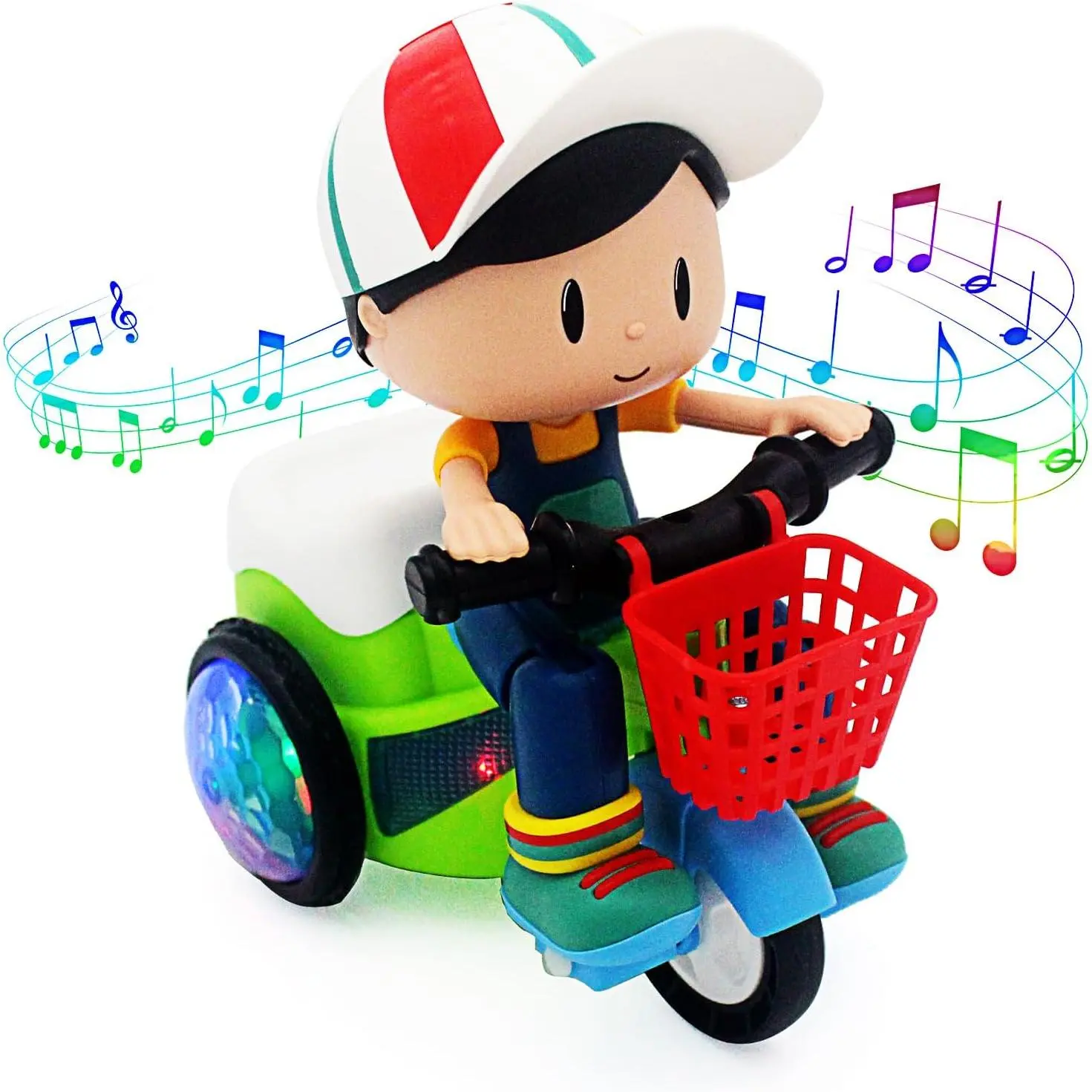 Boy's Baby Toddler Electric Tricycle Toy - Cartoon Motorcycle Vehicle with Stunt Performance, Music, Luminous Lights - Kids' Birthday Gift, No, Yes, Birthday Gifts