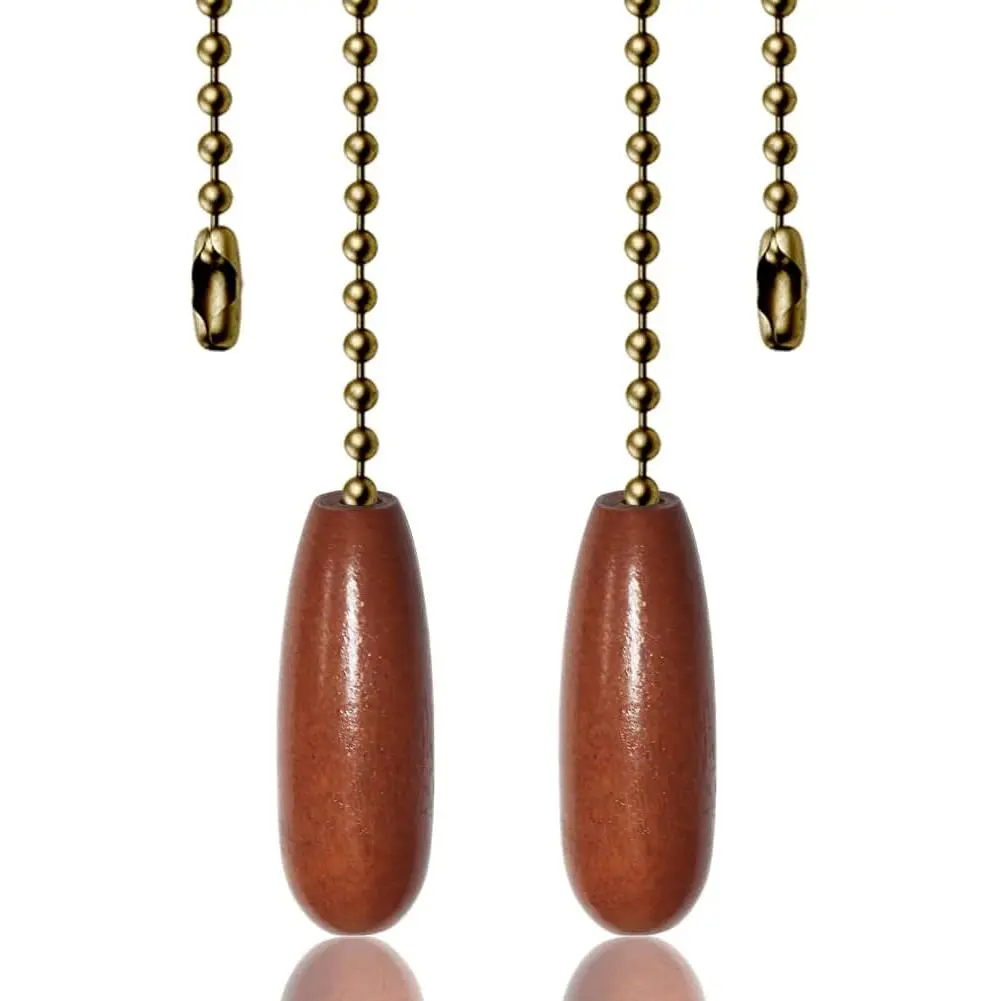 2 Pack Ceiling Fan Pull Chain Extender, 12 Inches Wooden Decorative Pendant Extension Chains, Beaded Ball Fan Cord Extender Ornament (Walnut)