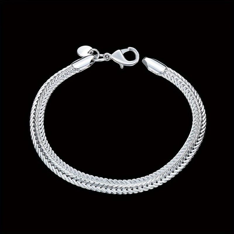 Fine 925 Sterling Silver 6MM Geometry Bracelet Neckalce Jewelry Sets for Women Man Luxury Fashion Party Wedding Accessories