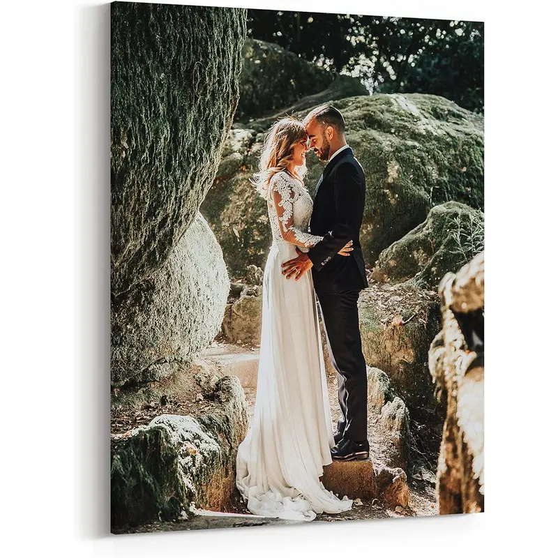 Custom Artistic Digital Photo Print - Frameless Canvas Wall Art with Pine Wood Inner Frame, Synthetic Fiber Canvas, Water-Resistant, Fade-Resistant Modern Home Decoration for Living Room, Bedroom, Couple Love Gift
