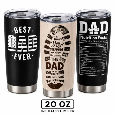 20oz 18/8 Stainless Steel Vacuum Insulated Leakproof Cruiser Tumbler - Stylish Polka Dot/Plants/Plaid Portable Coffee Mug, Vacuum Insulated Flask for Cold Water Hours, Father's Day Gift for Dads with Sleek Look Upgrades Modern Workspaces