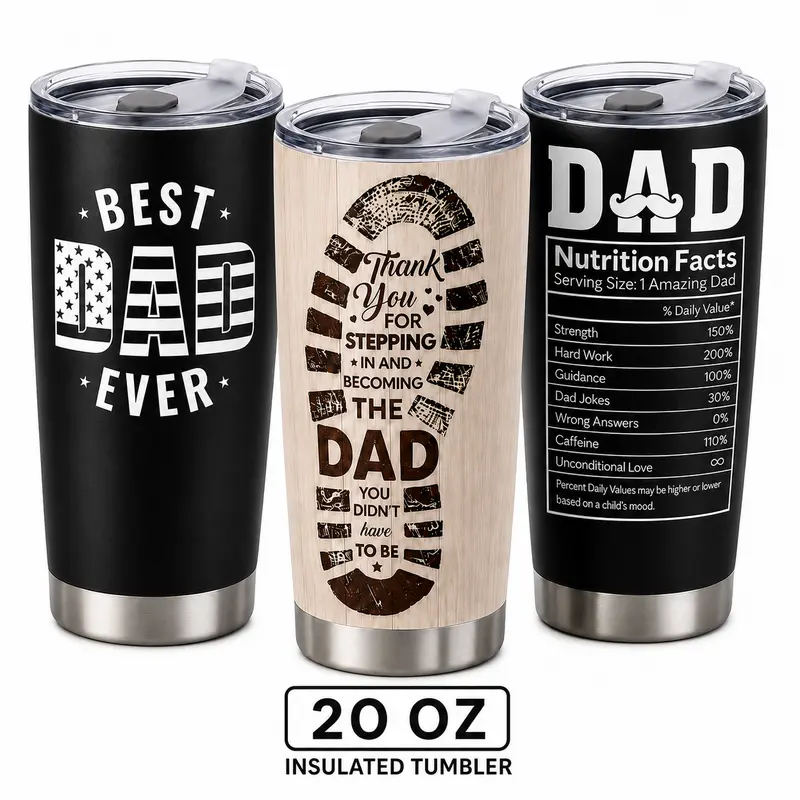 20oz 18/8 Stainless Steel Vacuum Insulated Leakproof Cruiser Tumbler - Stylish Polka Dot/Plants/Plaid Portable Coffee Mug, Vacuum Insulated Flask for Cold Water Hours, Father's Day Gift for Dads with Sleek Look Upgrades Modern Workspaces