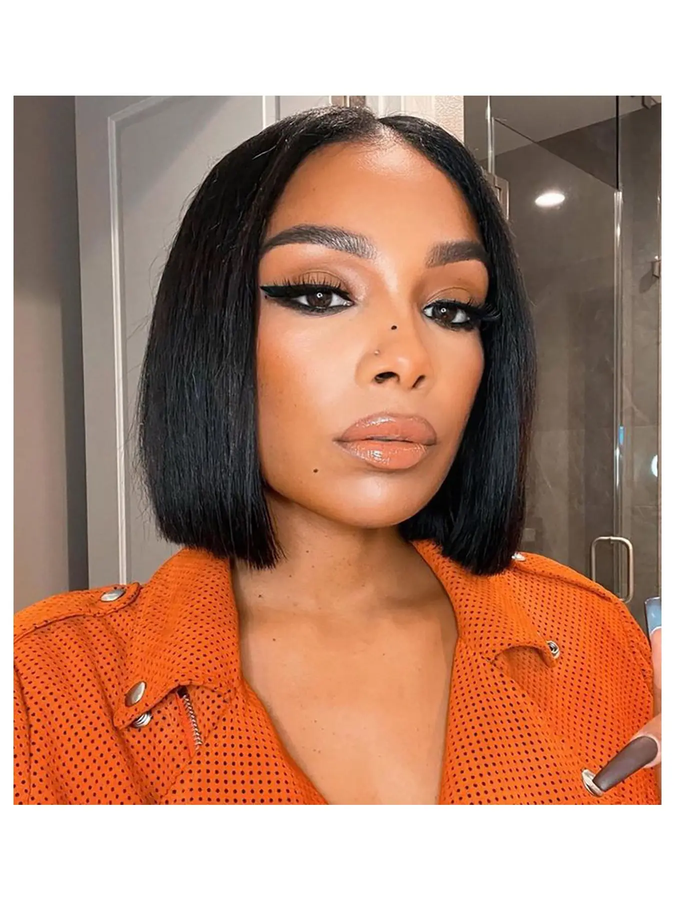 Natural Straight Bob Wigs, 2x6 Lace Front Human Hair Wig, 200% Density Pre-Plucked Baby Hair, Brazilian Women's Short Bob Wig, Suitable for All Women