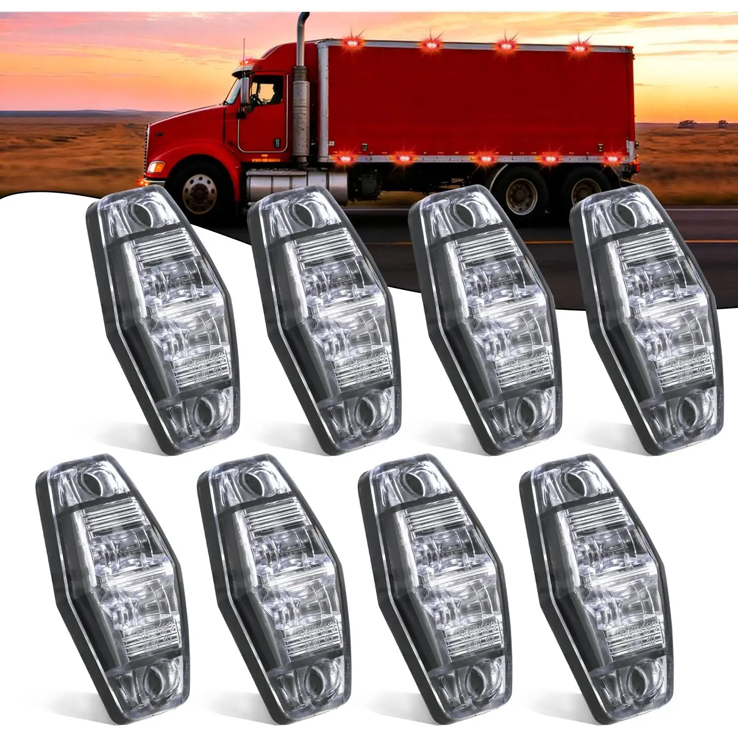 Nilight 2.5 Inch Oval Side Marker Clearance Light 2 LED 8 Pack White Lens Red Light 80LM High Lumen Waterproof Surface Mount 12V Direct Wire for Truck Trailer Boat RV Semi