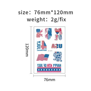 New American Independence Day Tattoo Stickers Flag Patriotic Face Body Decoration for 4th of July Party Festival Celebration Makeup Temporary Tattoos
