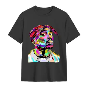 S-XXXl Men's Tupac 2Pac Graphic T-Shirt - Vibrant Geometric Print Hip Hop Streetwear, 100% Cotton Regular Fit Short Sleeve Round Neck White Tee, Machine Washable Urban Fashion