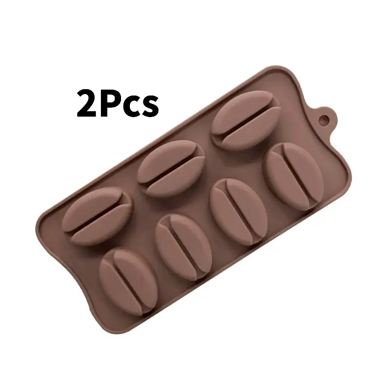 2-piece set of large coffee bean shaped silicone mold, oven freezer dual-use non stick and easy to demold silicone dessert mold, lazy baking tool, easy to demold