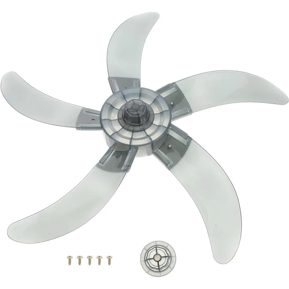18-Inch Fan Blades Replacement with Nut and Screws, 5 Leaf Pedestal Accessory for 450mm Stand or Table Cooling Units, Universal Electric Parts for Household Air Circulation, Transparent Grey