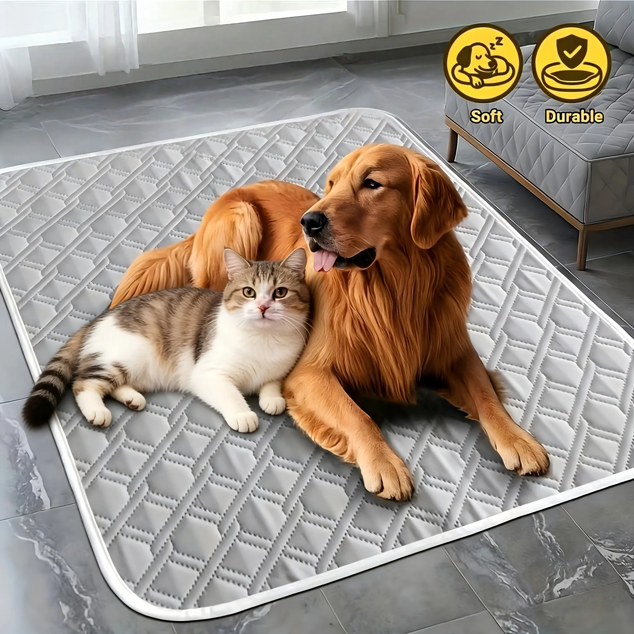 Extra Large Pet Bed Mat, Washable Non-Slip Base, Dog and Cat Bed, All-Season Pet Mattress, Fits Various Sizes, 4 Sizes Available