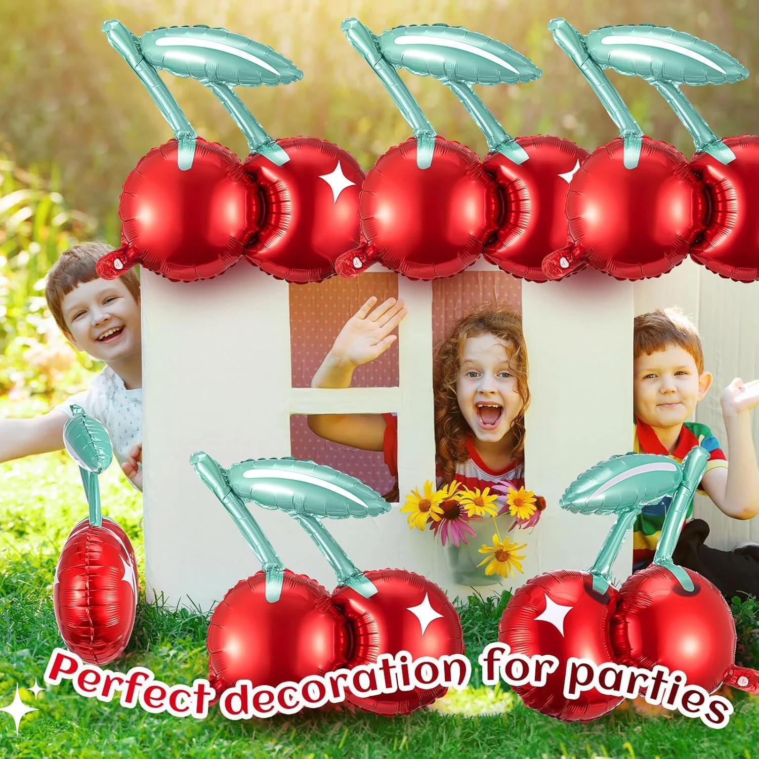 2/4/5/6pcs Cherry Aluminum Film Balloon Fruit Theme Sweet Girl lovely Cherry Birthday Party Valentine Scene Decoration Balloon