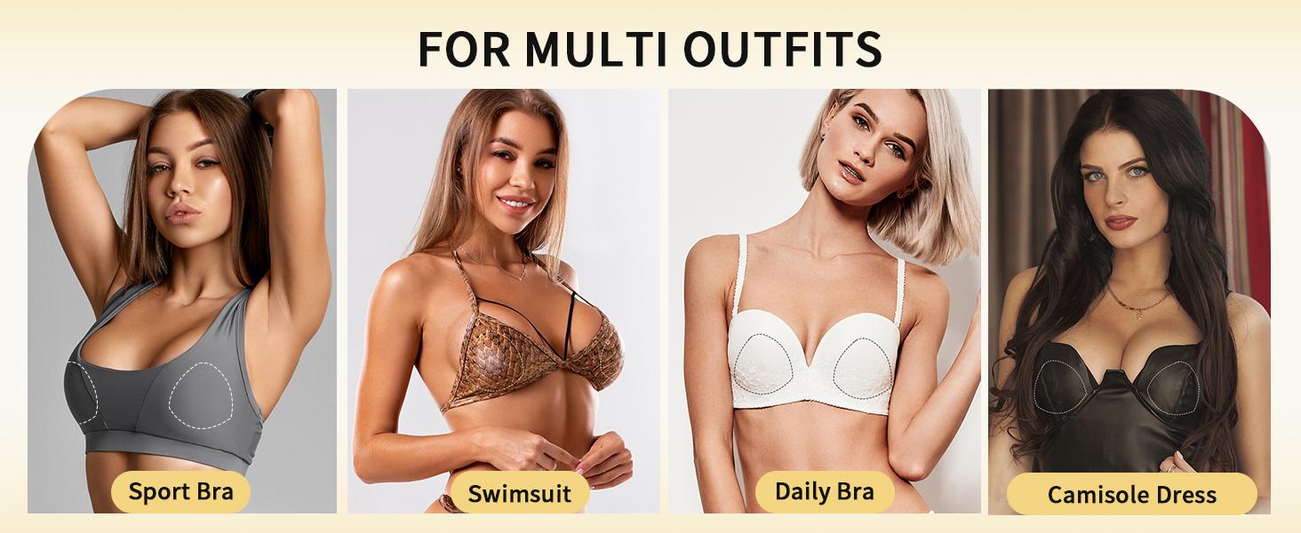 Double Sided Sticky Bra Inserts, Self Adhesive Reusable Sticky Push Up Bra Pads Inserts for Breast Lift