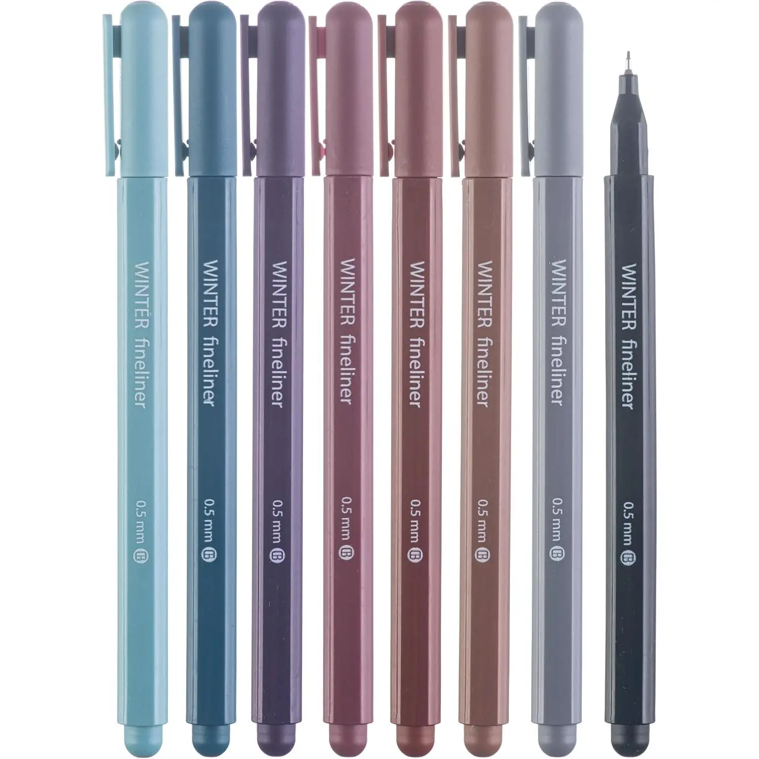 Fine Tip Pens, 8  Pens No Bleed Through,  Colors, 0.5mm Fine Point Fineliner Markers for Journaling,  Study Journaling Supplies and Accessories (Winter)