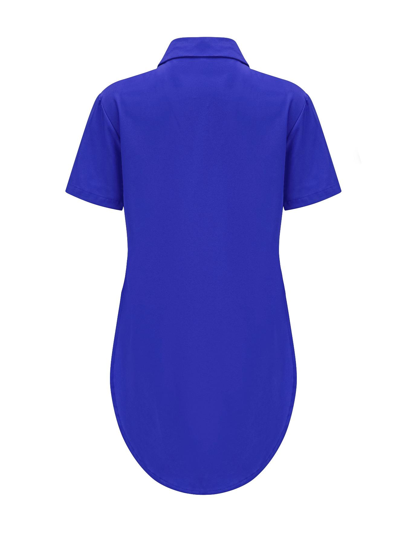 Women's Plain Short Sleeve Button Shirt, Casual Top for Daily Wear, Ladies Clothes for Summer