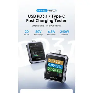 FNB-C2 USB Type-C Power Tester, High Precision Voltage Current Power Meter, Multi-Protocol Fast Charging Detector Support PD3.1 QC5.0 E-Marker Test for Chargers Power Banks & Electronic Repair