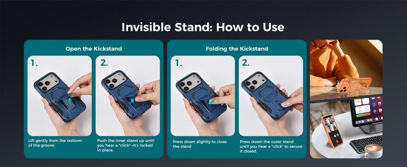 for iPhone 17 Pro Case with Privacy Tempered Glass Screen Protector & Camera Lens Protector, Compatible with MagSafe, Invisible Kickstand, Shockproof Phone Cover, Orange