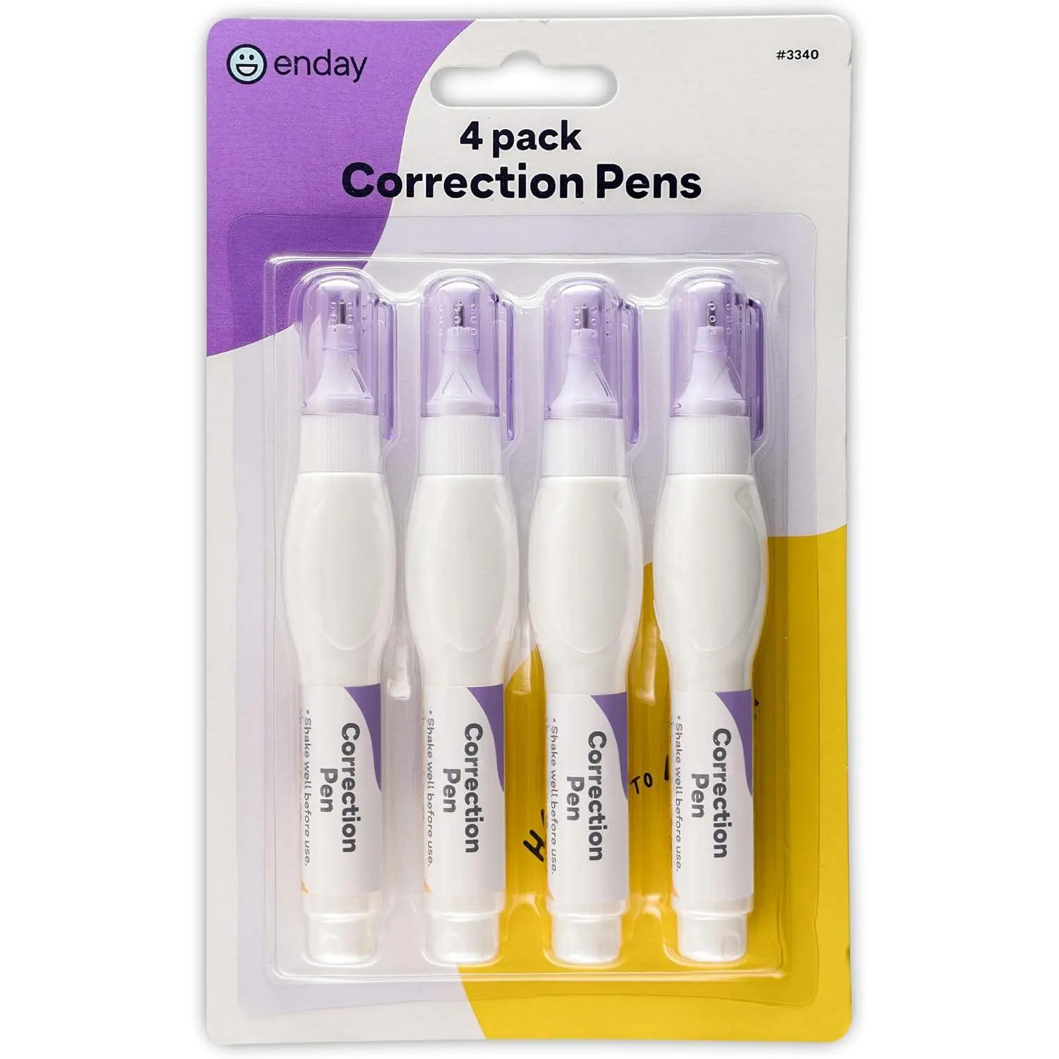 Enday Correction Pen (4 Pack) - Correction Liquid 0.2 Fl Oz (7 Ml) Metal Tip White Correction Fluid.