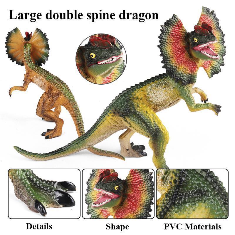 Oenux Jurassic Carnivorous Dilophosaurus Solid PVC Dinosaur Toy Action Figures Animal Model Collection Kids Gift
