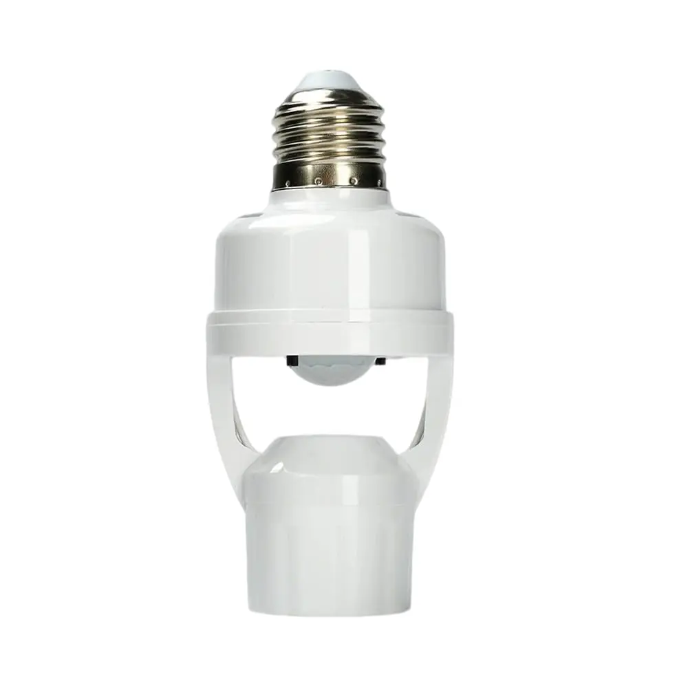 E26/E27 Motion Sensor Light Socket Adapter –  Screw-in Bulb Holder with PIR Motion Detection, Automatic /Off for Garage, Storage Room, Basement & Closet