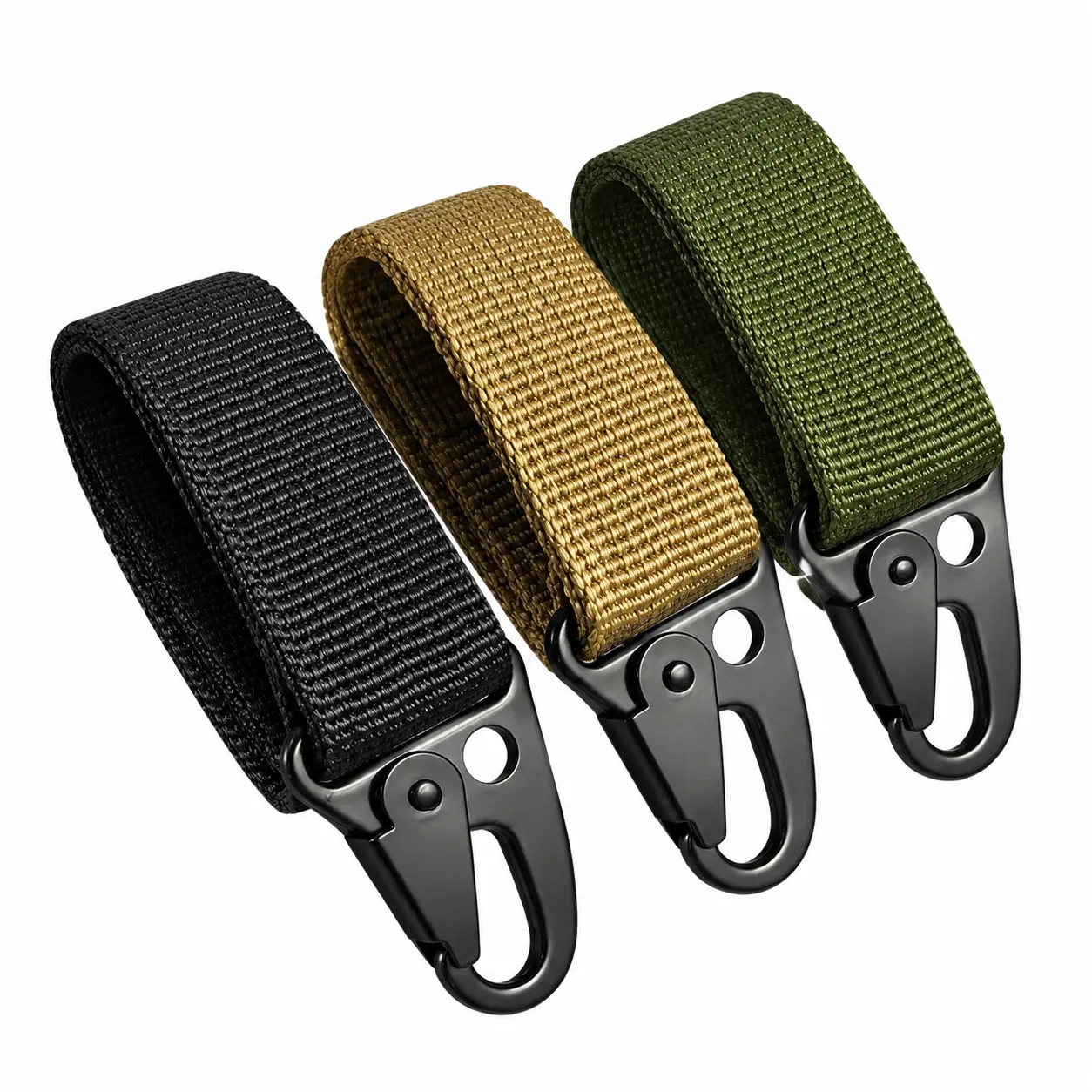 Heavy-Duty Tactical Nylon Belt Buckle with Integrated Key Ring Holder – 3-Pack Secure Attachment System for Duty, Outdoor, Camping, Hiking, and Climbing Use – Reinforced Waist Belt Accessory for Everyday Carry and Field Operations