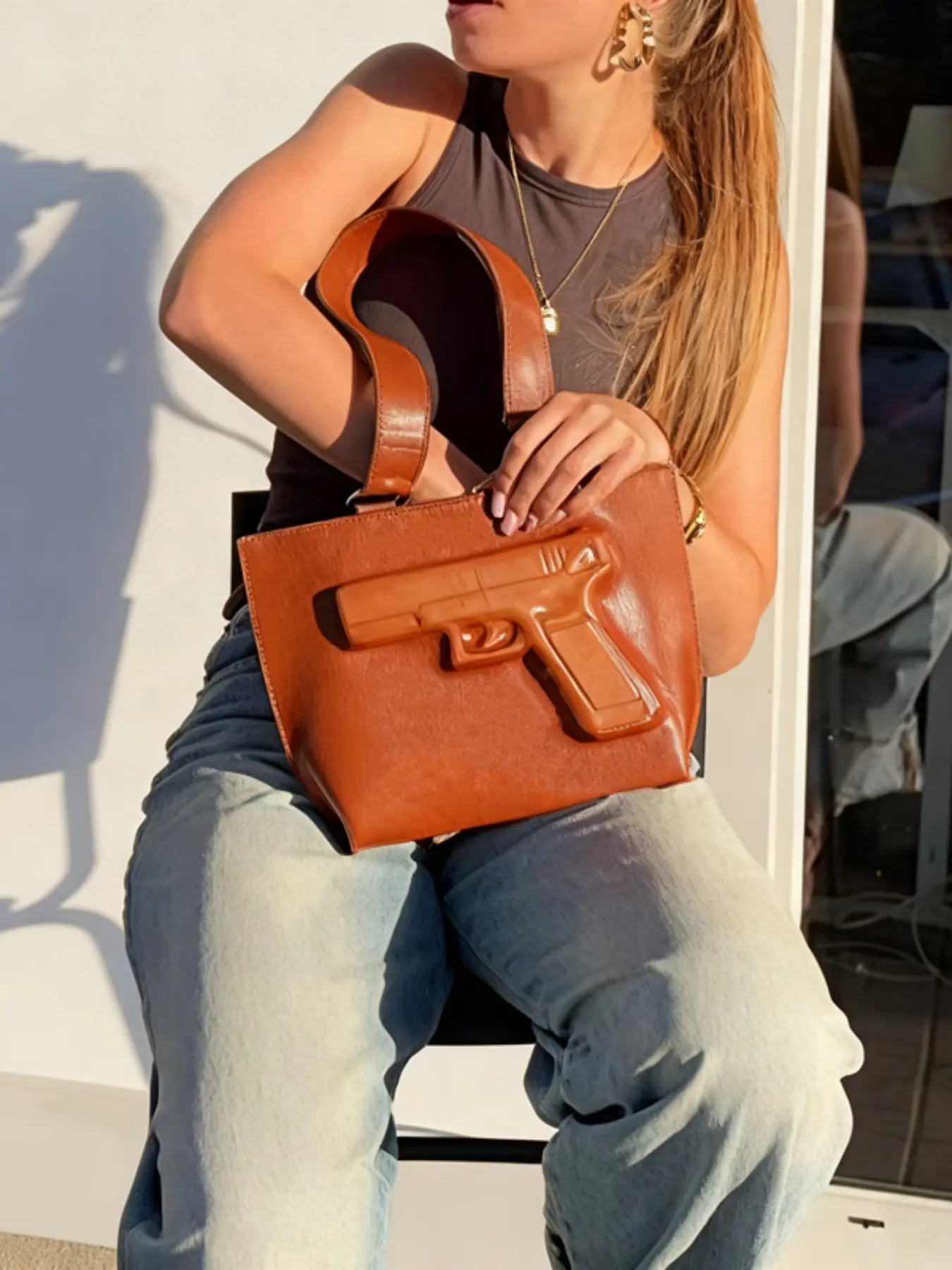 Women's Embossed 3D Gun Pattern Clutch Bag, Artificial Leather Crossbody Bag, Envelope Shoulder Bag, Stylish and Durable Design