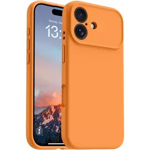 Magnetic for iPhone 17 Case,Compatible with Magsafe,Classic Liquid Silicone Mobile Phone Case,Integrated Camera Control Button,Anti-Scratch Microfiber Lining, Orange