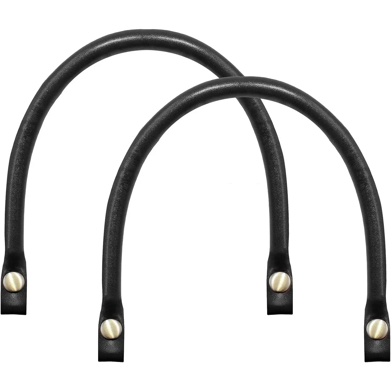2 count 0.6" Wide 15.7" Length Leather Purse Handles, Black | PU Leather Purses Straps , Handbag Handles with Button, For DIY Bag Making Accessories
