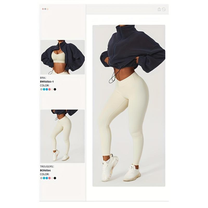 Women's Warm Fleece Crop Jacket With Zipper And Drawstring - Perfect For Casual Sports And Outdoor Activities