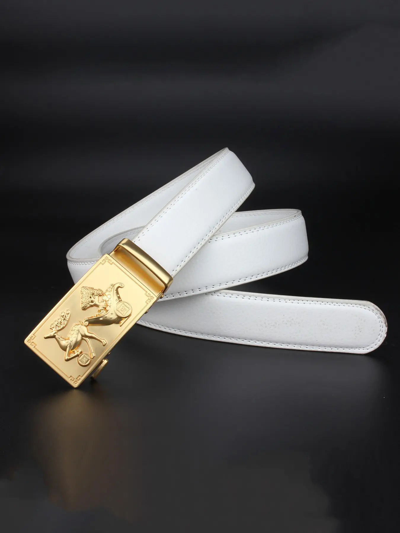 Men's Multicolor Belt, Lightweight Luxury, Dress Belts, Deer Automatic Buckle Design, Smooth Hole-Free Buckle, Ideal for Young Adults, Work, Parties, Gifts