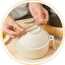 4 Sets Microwave Ramen Cooker Set 33 oz Quick Ramen Bowl Set Microwave Noodle Cooker with Handle Noodle Bowl with Spoon Chopsticks Fork College Dorm Room(Black, Beige, Pink, Purple) Cutlery Oven Tableware Bamboo