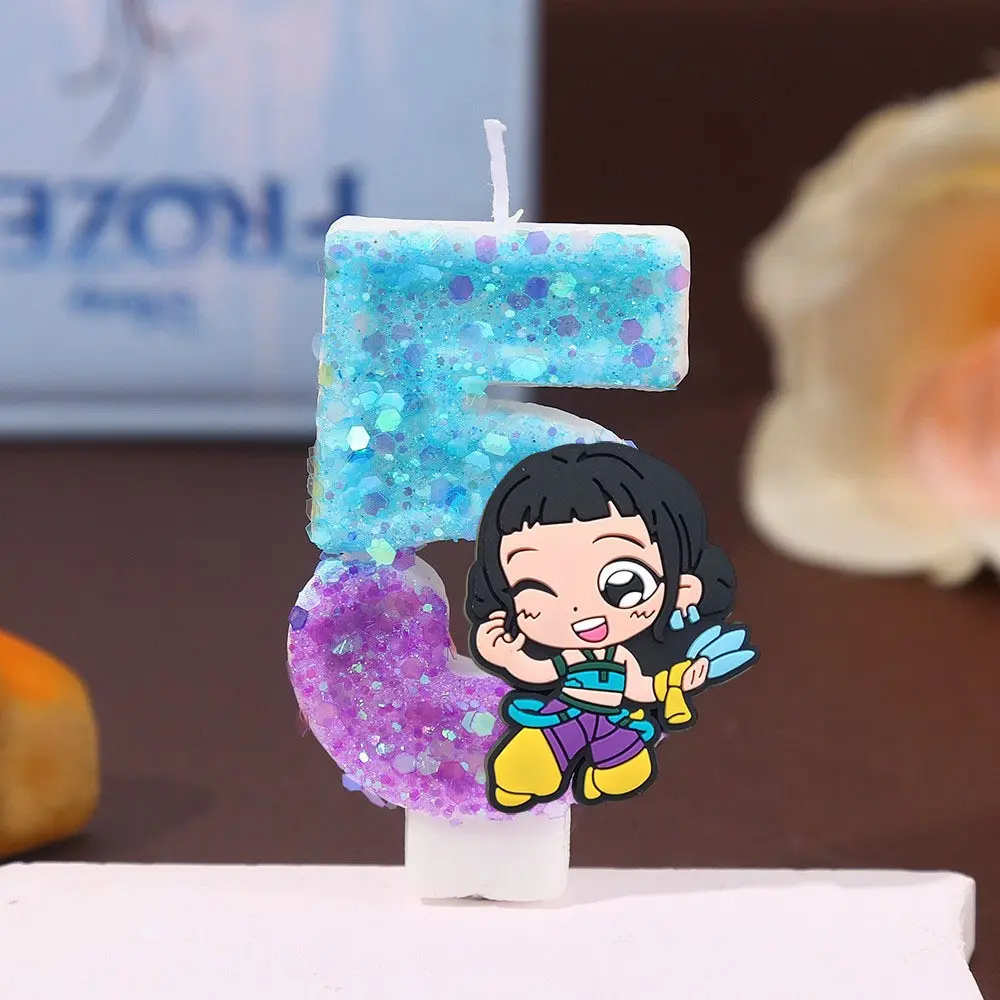 Female Group Demon Hunter Number 3D Candle, Birthday Cake Decoration Candle, Anniversary Photo Candle, Festival Party Decorations, Cake Candles, Cake Decoration Supplies