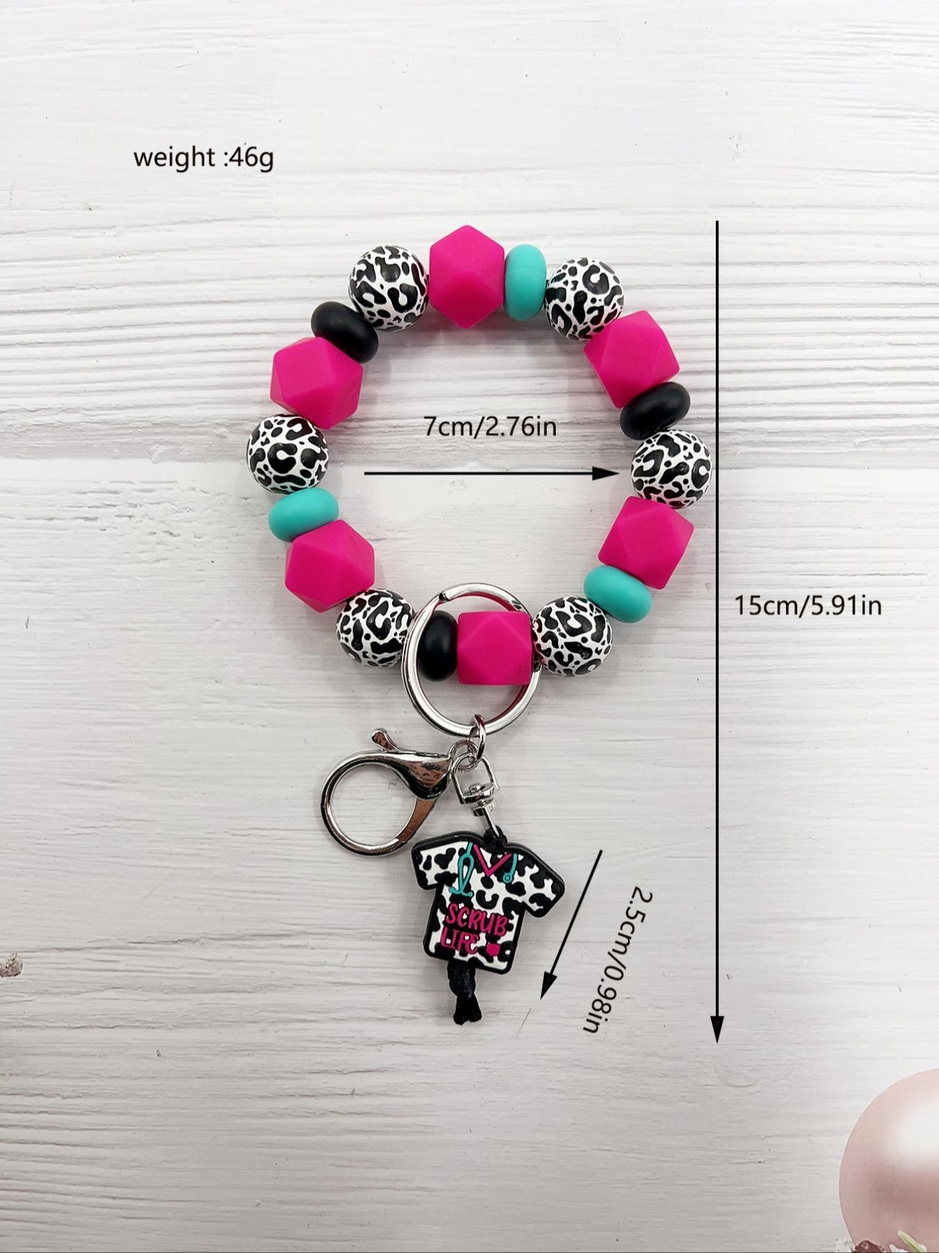 Creative Leopard Pattern Beaded Keychain, Boho Style Keychain for Women & Men for Daily Clothing Decor, Trendy All-match & Exquisite Keychain for Birthday Gift