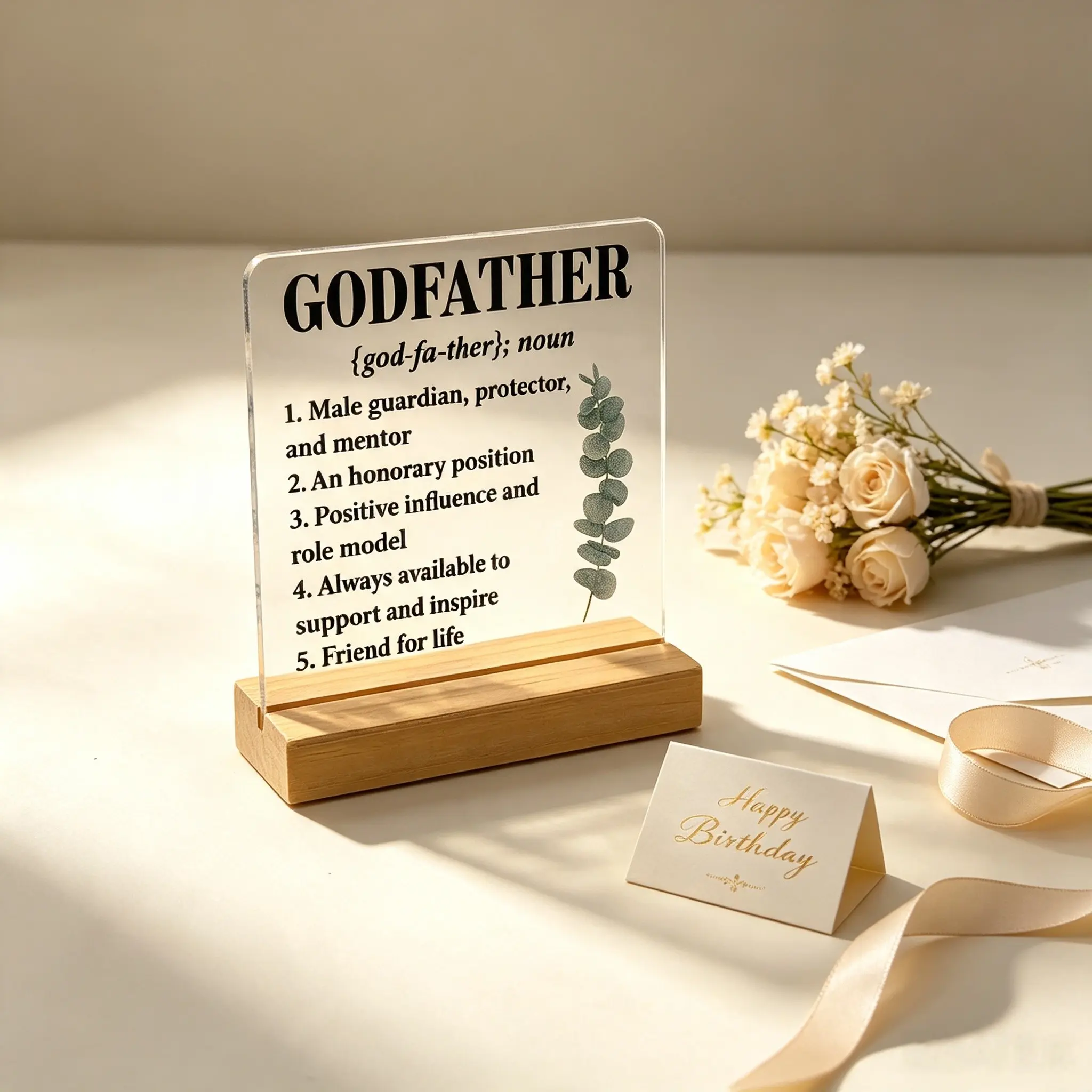 1PC,Acrylic Desktop Decoration Sign, High-Quality Acrylic Standee with Base, Perfect Gift for Father's Day, Graduation, Wedding, Office Decor