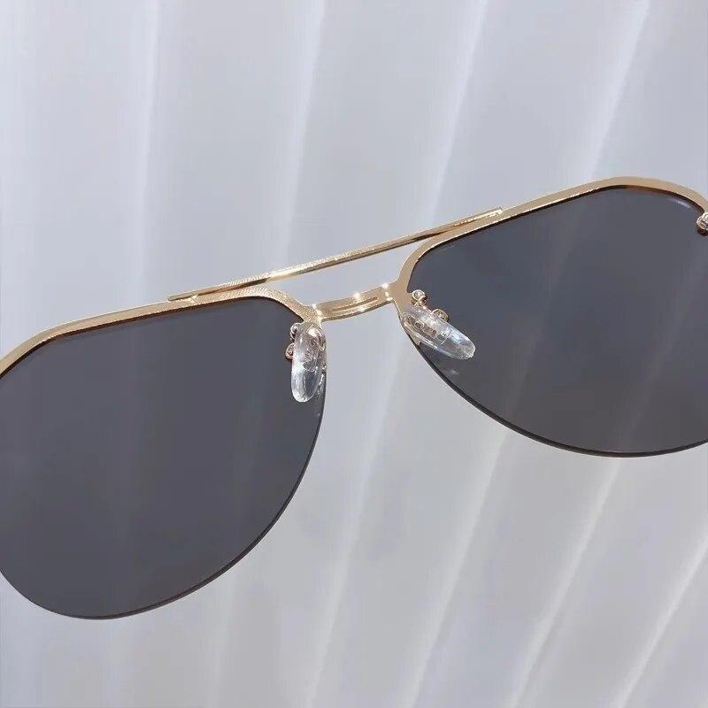 New Fashion Metal Half Frame Women's Outdoor Sunglasses Classic Double Beam Glasses New Fashion Metal Half Frame Women's Outdoor Sunglasses Classic Double Beam Glasses