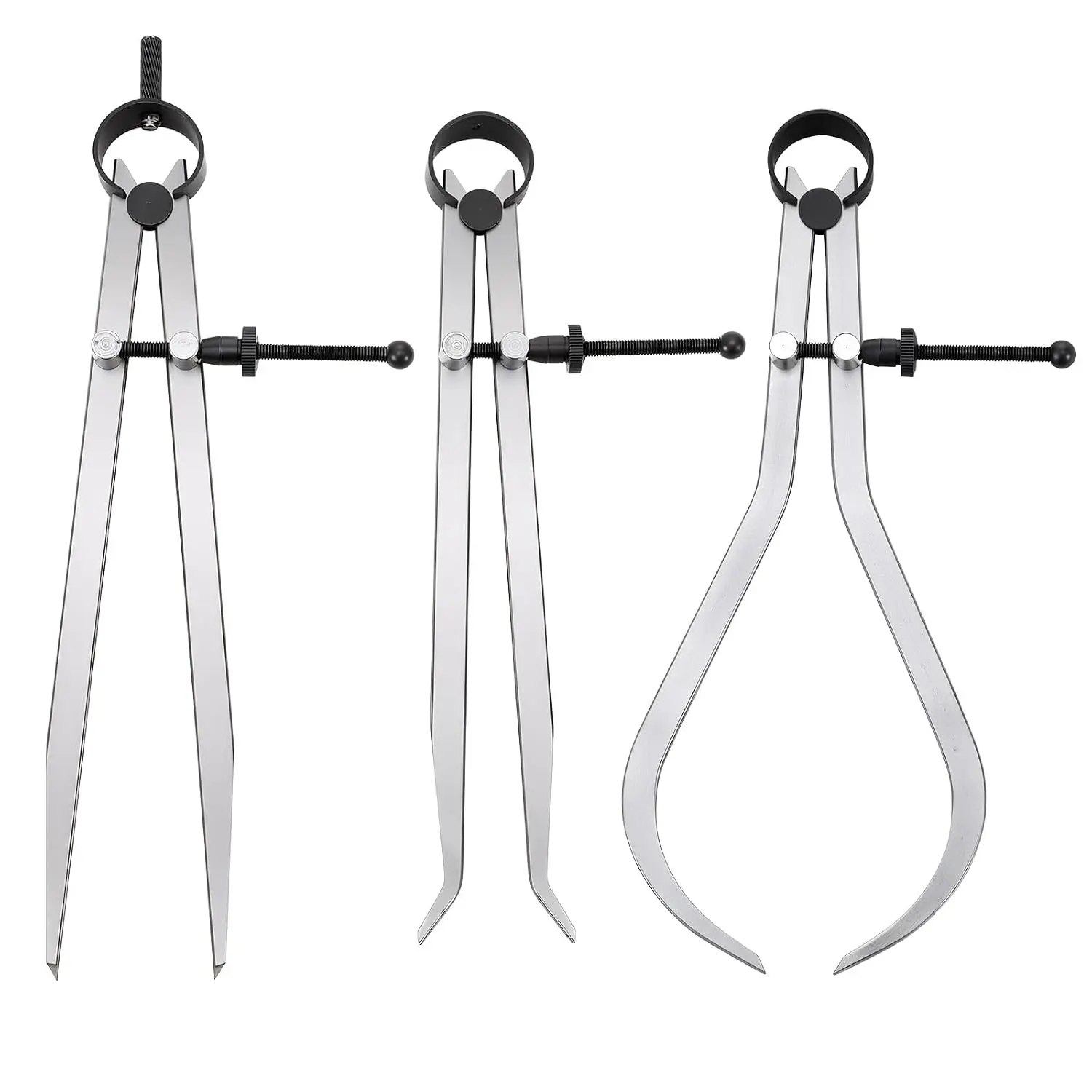 3 count 8 Inch Long Spring Caliper Set, Carbon Steel Outside Divider Caliper Compass, Calipers Measuring Tool for  Turning Lathe Projects