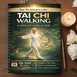 10-Min Tai Chi Walking for Weight Loss, 28-Day Gentle Plan, Boost Metabolism, Burn Fat, Guided Fitness Journal