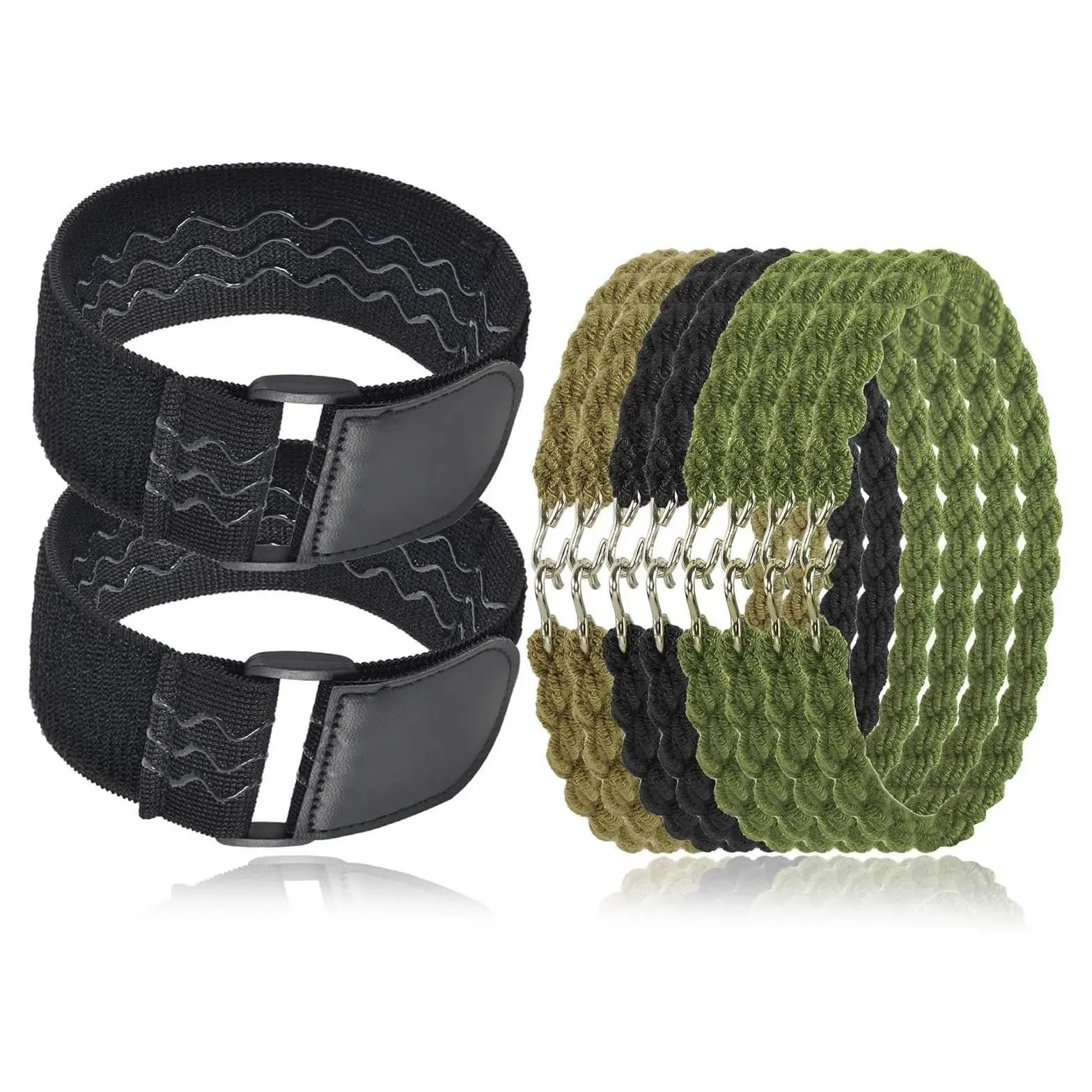 10PCS Military Boot Blousers Set - 2PC Upgraded Nylon Boot Blousing Straps with Widened & Strengthened Hook and Loop, 8PC Elastic Boot Bands for Cowboy Boots, Military, Army, Gardening, Biking, Ankle StrapsGift