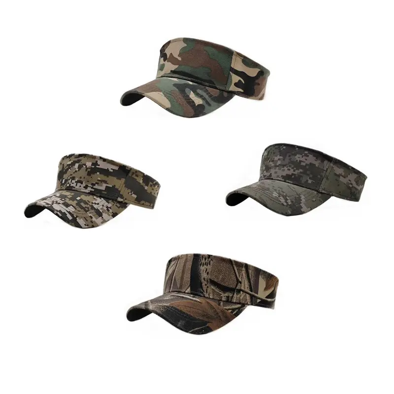 Unisex Camo Empty Top Sun Hat Breathable Outdoor Sports Visor Cap Travel Hiking Cycling Couple Baseball Cap For Men Women