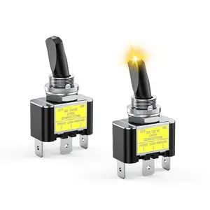 Nilight 2PCS Yellow LED Toggle Switch 12V DC 30A 3 Pin On Off 2 Position Heavy Duty Rocker Switch with 14AWG Wire for Automotive Cars Trucks Boats Racing Cars Auto Boat