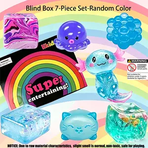 7-piece set with 7 styles of blind box malt sugar kneading music, stress relieving creative release, slow rebound kneading, suitable as gifts for family and friends, party gifts