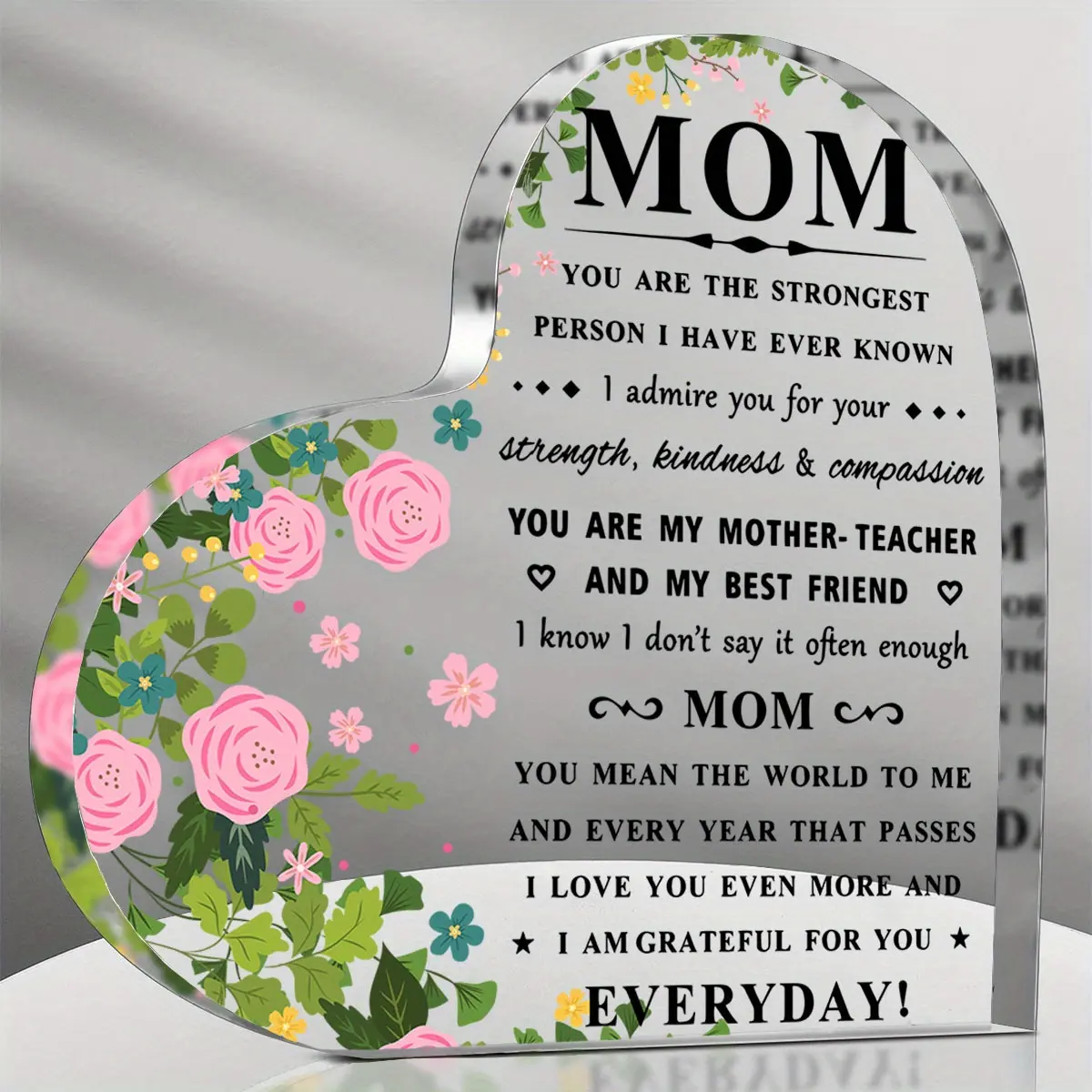 1pc Birthday Gifts for Mom - Heart Acrylic Plaque Mom Present - Cool Mom Presents from Daughter, Son, Dad - Heartwarming Mom Birthday Gift, Christmas