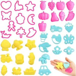 40 Pieces Mini Dough Tools Set for Kids Ages 3-8 Plastic 1 Inch Cookie Cutters Various Colorful Sand Molds and Fruit Shapes Accessories for Kindergarten Classroom, Party Favors Set Children's Giftsfidget toys
