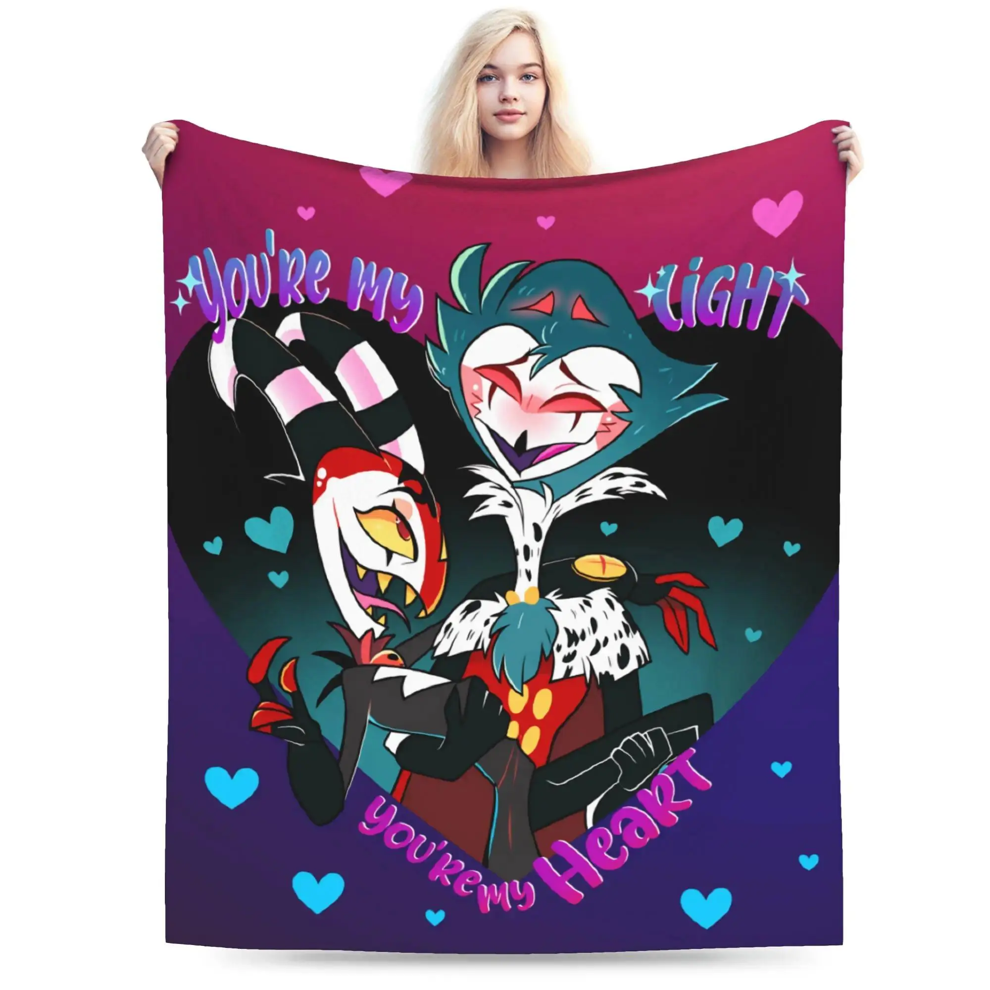 Stolas X Blitz Plush Blanket Children Helluva Boss Flannel Throw Blanket For Bedroom Super Soft Quality Bedspread Gift Idea